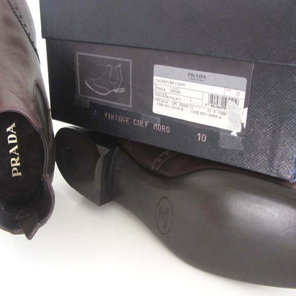 PRADA mens brwn wingtip ankle boots 10 11 US Italy - Picture 6 of 7